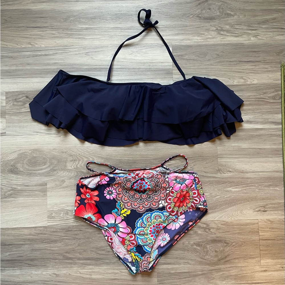 Flounce top high waist bikini